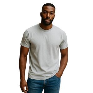 Pluma Vintage Mens Large Pale Gray T-Shirt 100% Heavyweight Cotton Short Sleeves